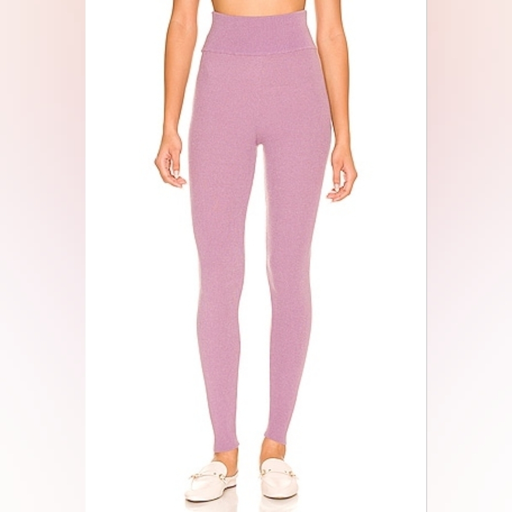 One Grey Day lavendar high waisted, soft full length knit leggings Large NEW